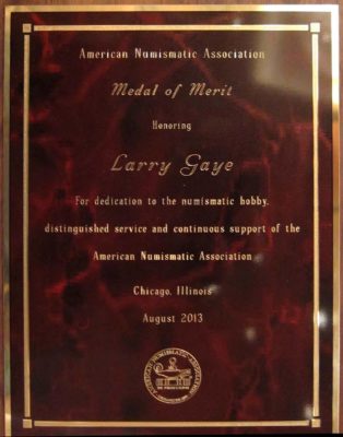 Larry Gaye Medal of Merit Plaque