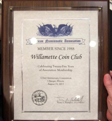 WCC 25-year award plaque