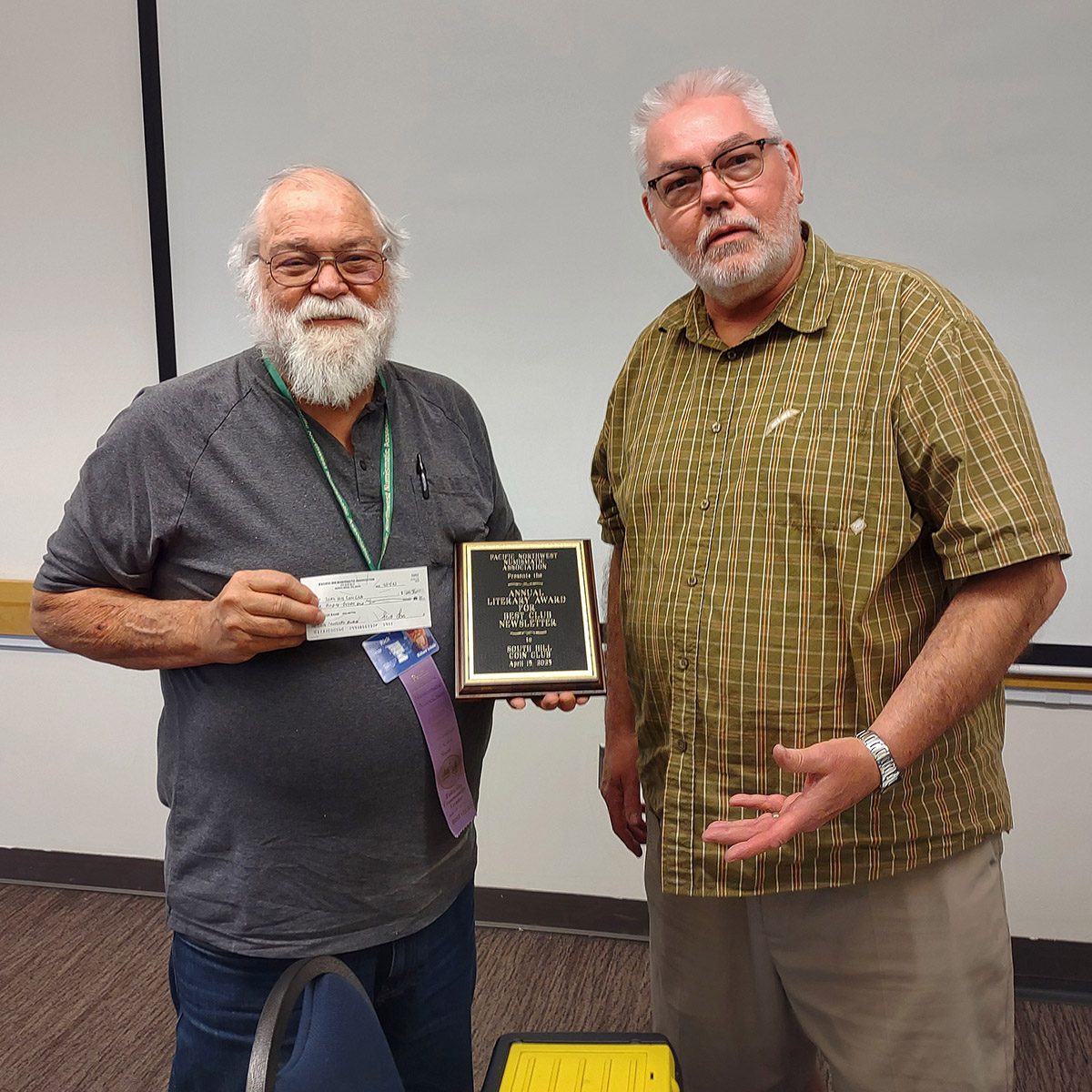 South Hill Coin Club 2023 Newsletter Award