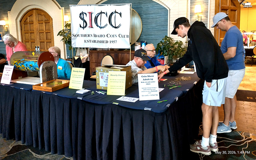 Registration table at the Southern Idaho Coin Show.