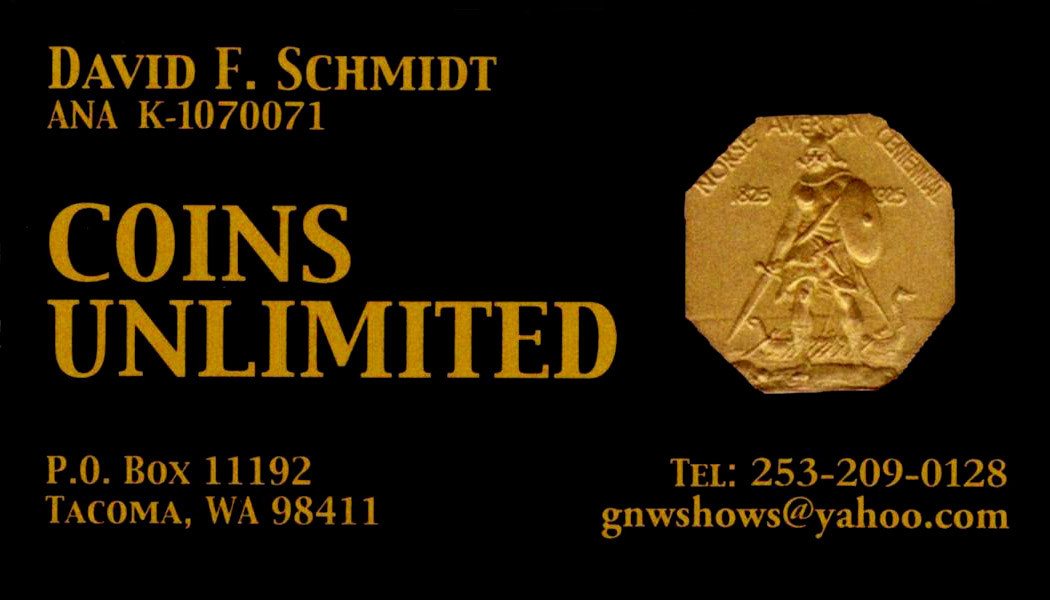 Dave Schmidt (Coins Unlimited) business card